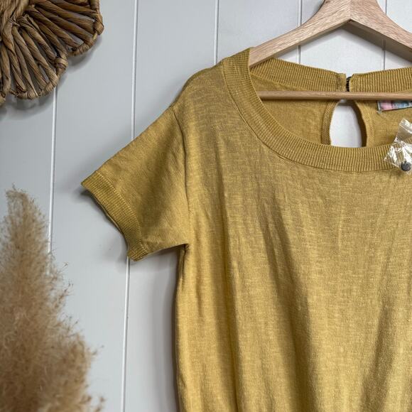 Free People romper knit cotton linen elastic waist boho summer stretchy Small - Picture 5 of 10